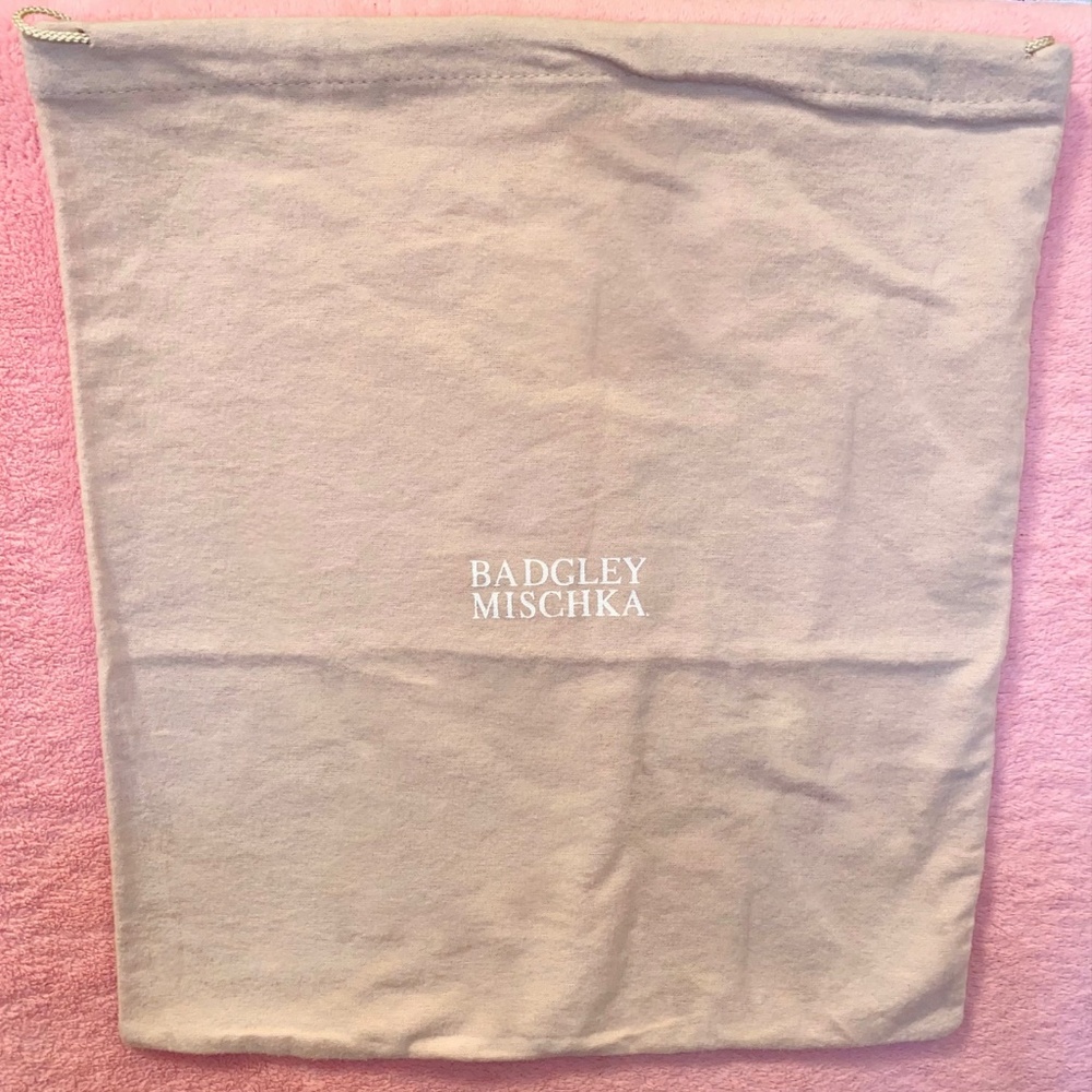 Badgley Mischka Dust Bag Beige Taupe Brown Storage Drawstring Shoes Bag Purse